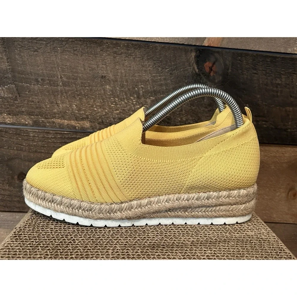 Adrienne Vittadini Sport 8.5 Niko Espadrille Yellow Slip On Shoes Fabric Comfort